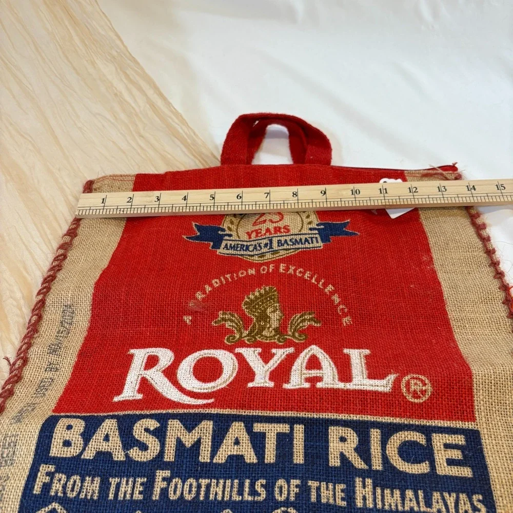 Purse Royal Basmati Rice Tote With Handles‎ and Zipper, Burlap Bag, 20 lb size